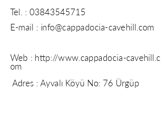 Cappadocia Cave Hill iletiim bilgileri
